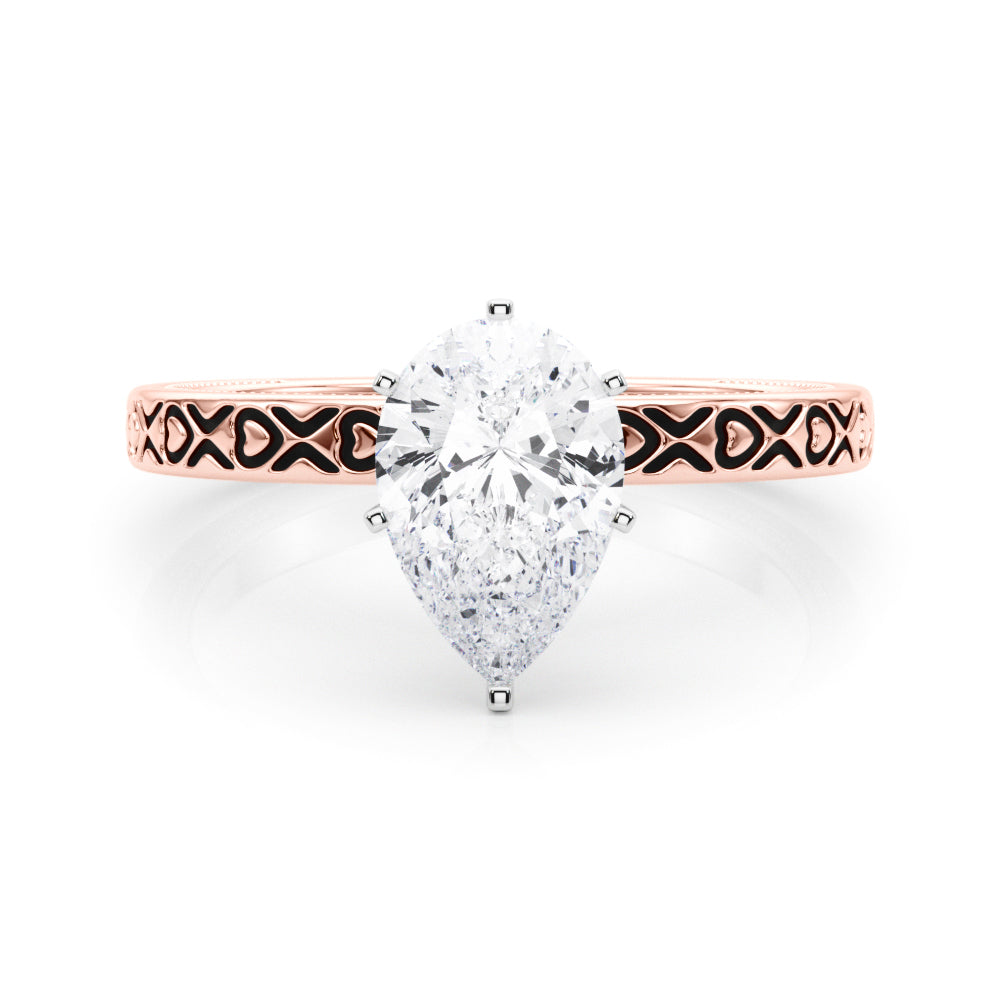 Couture Solitaire Round Diamond Engagement Ring — 9K/18K Gold & Platinum