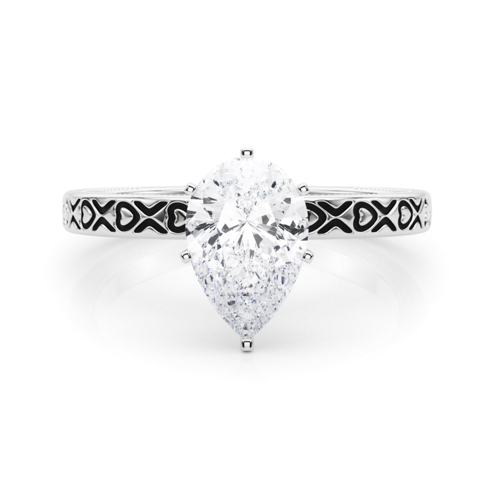 Couture Solitaire Round Diamond Engagement Ring — 9K/18K Gold & Platinum