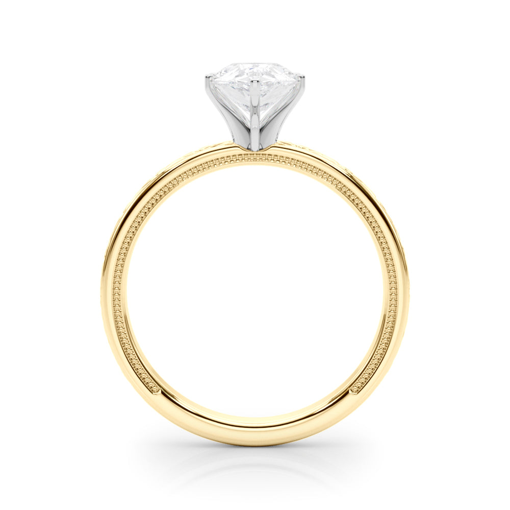 Couture Solitaire Round Diamond Engagement Ring — 9K/18K Gold & Platinum