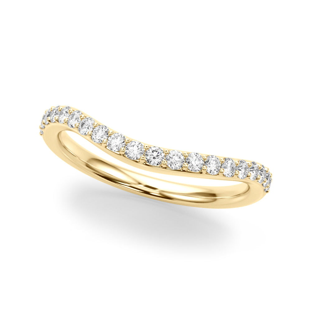 Single Row Prong Curved Half Eternity Ring in Gold & Platinum