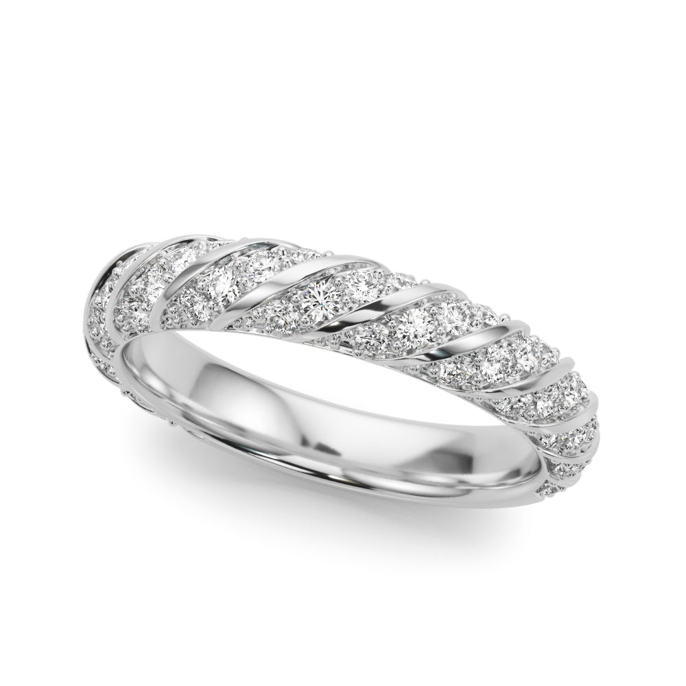 Swirling Pavã© Half Eternity Ring in Gold & Platinum