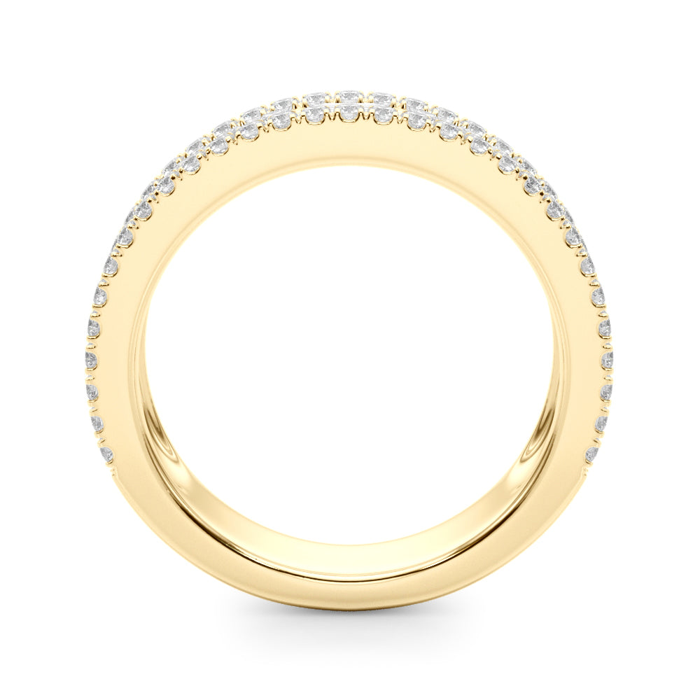Multirow Pavã© U-Prong Baguette Half Eternity Ring in Gold & Platinum