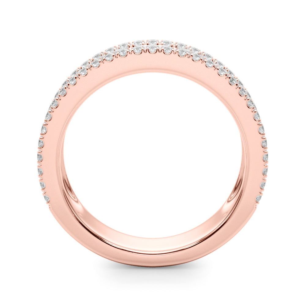 Multirow Pavã© U-Prong Baguette Half Eternity Ring in Gold & Platinum