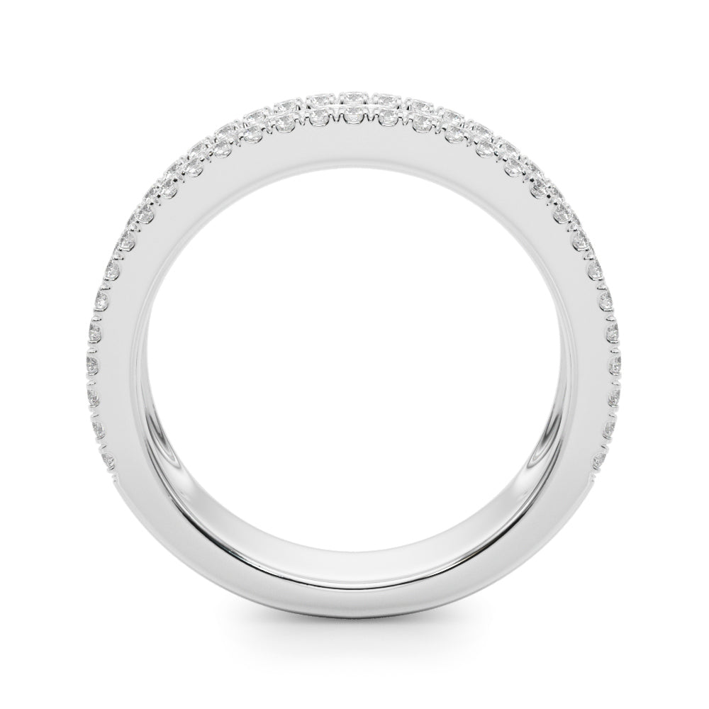 Multirow Pavã© U-Prong Baguette Half Eternity Ring in Gold & Platinum