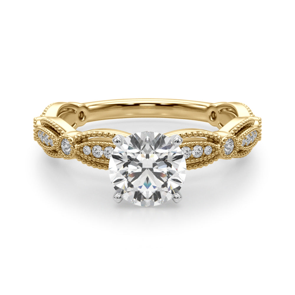 Round Lab Grown Diamond Vintage Inspired Engagement Ring for Her