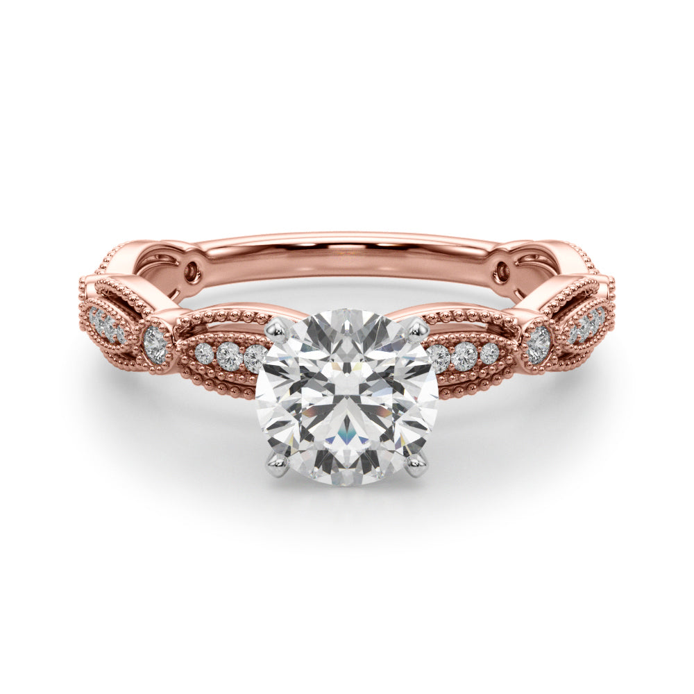 Round Lab Grown Diamond Vintage Inspired Engagement Ring for Her