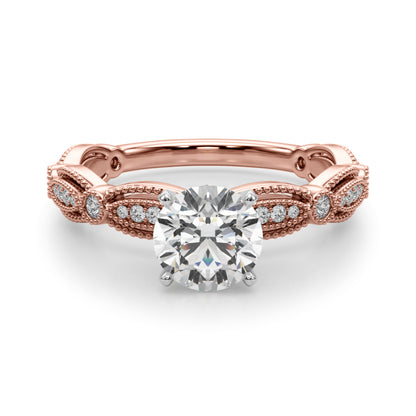 Round Lab Grown Diamond Vintage Inspired Engagement Ring for Her