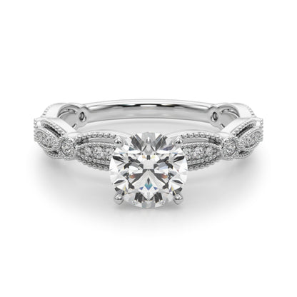 Round Lab Grown Diamond Vintage Inspired Engagement Ring for Her