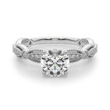 Round Lab Grown Diamond Vintage Inspired Engagement Ring for Her