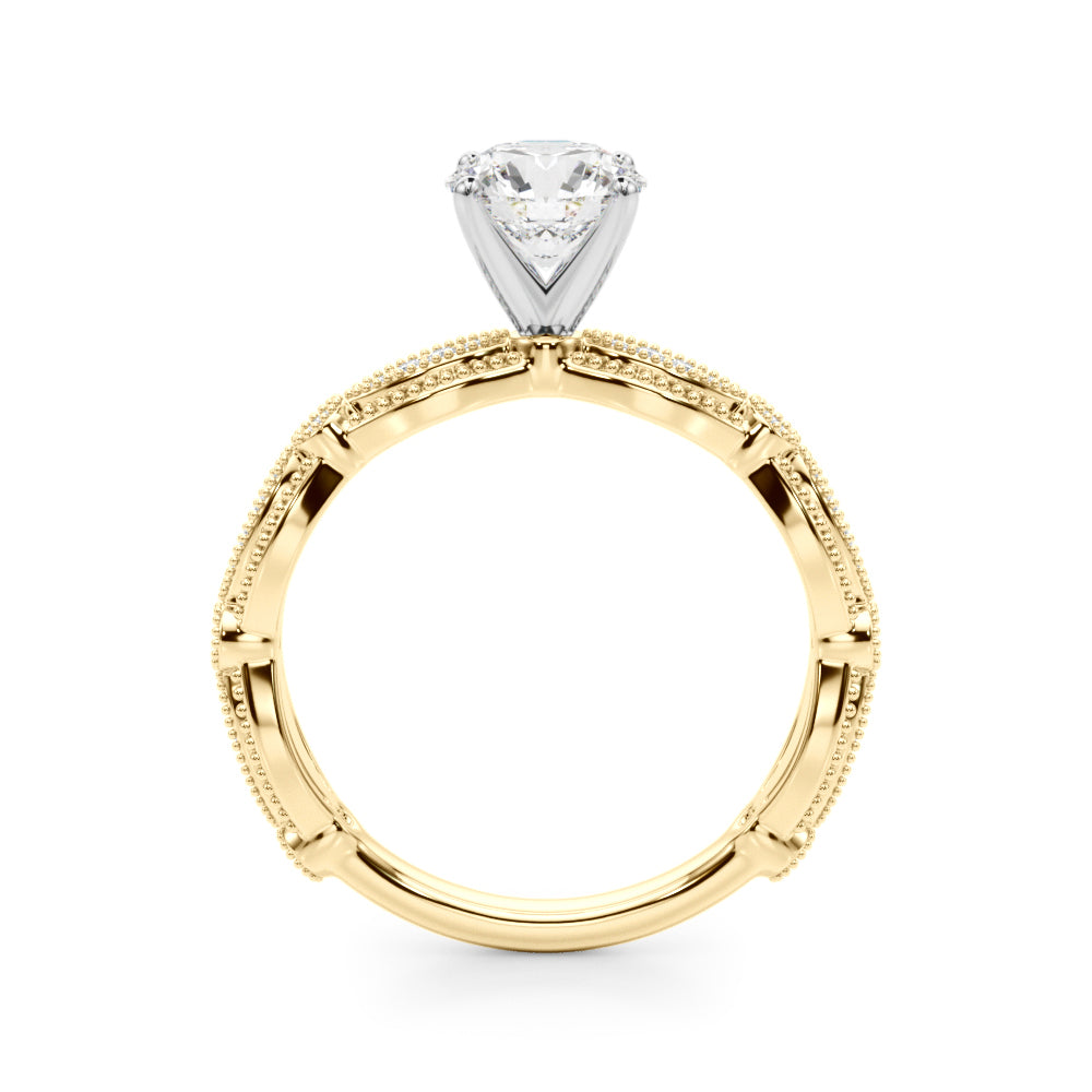 Round Lab Grown Diamond Vintage Inspired Engagement Ring for Her