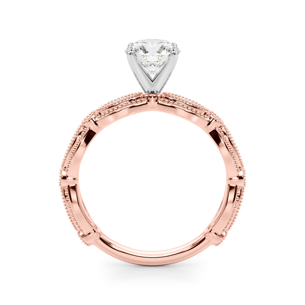 Round Lab Grown Diamond Vintage Inspired Engagement Ring for Her