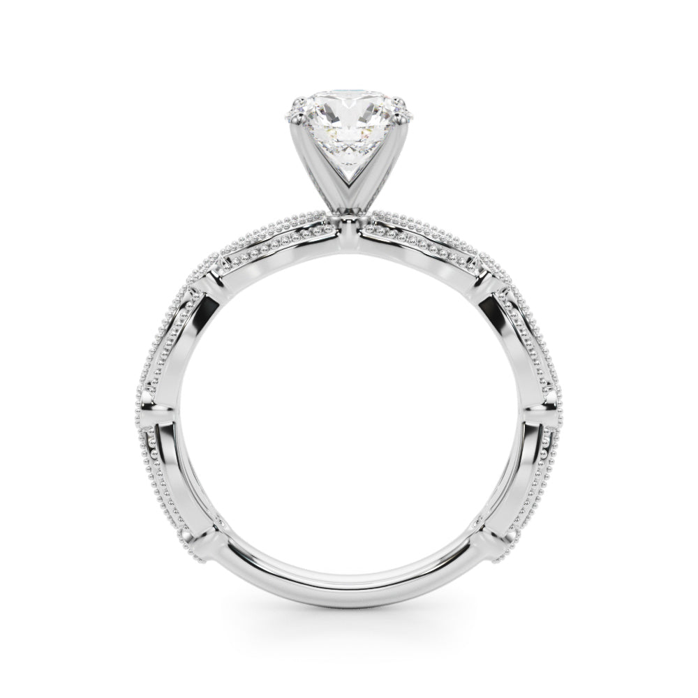 Round Lab Grown Diamond Vintage Inspired Engagement Ring for Her