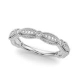 Vintage-Inspired Milgrain Half Eternity Ring in Gold & Platinum