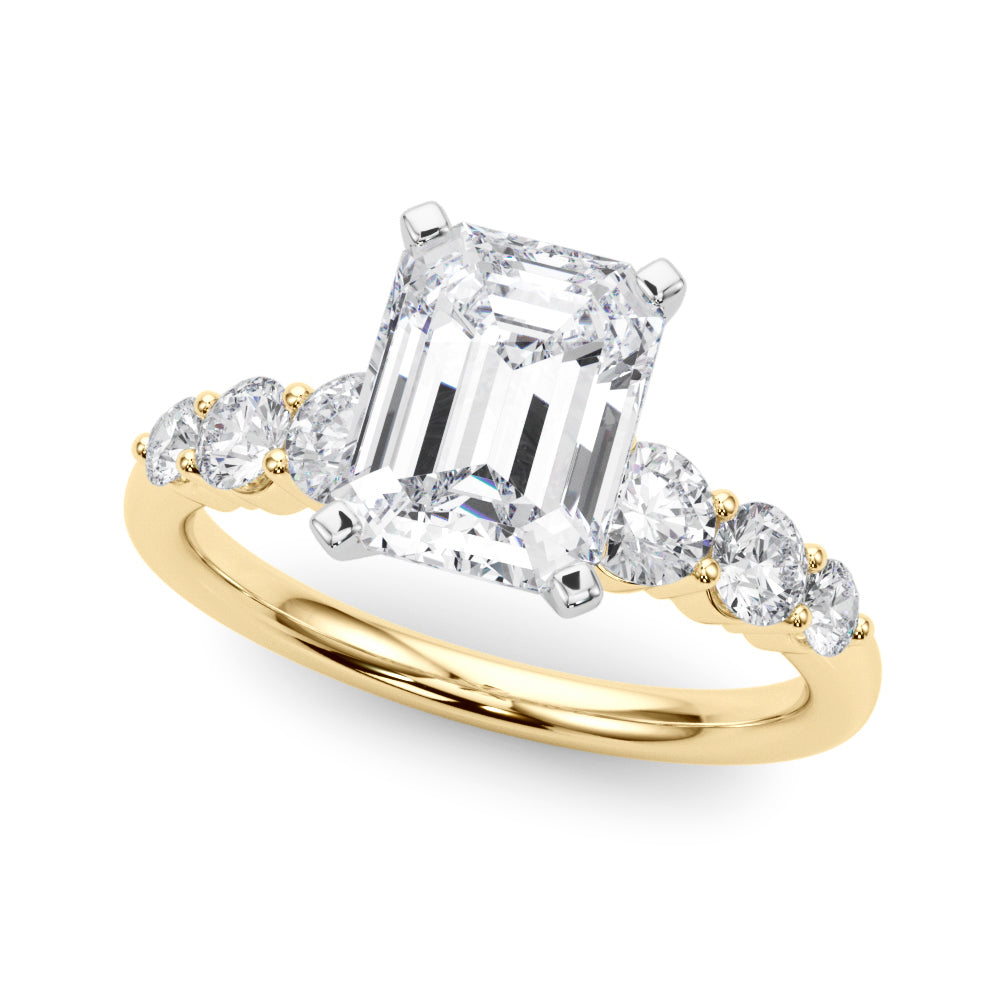 Sculpted Rd Center Single Row Round Diamond Engagement Ring — 9K/18K Gold & Platinum