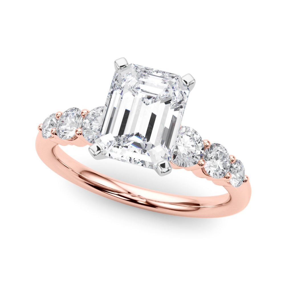 Sculpted Rd Center Single Row Round Diamond Engagement Ring — 9K/18K Gold & Platinum