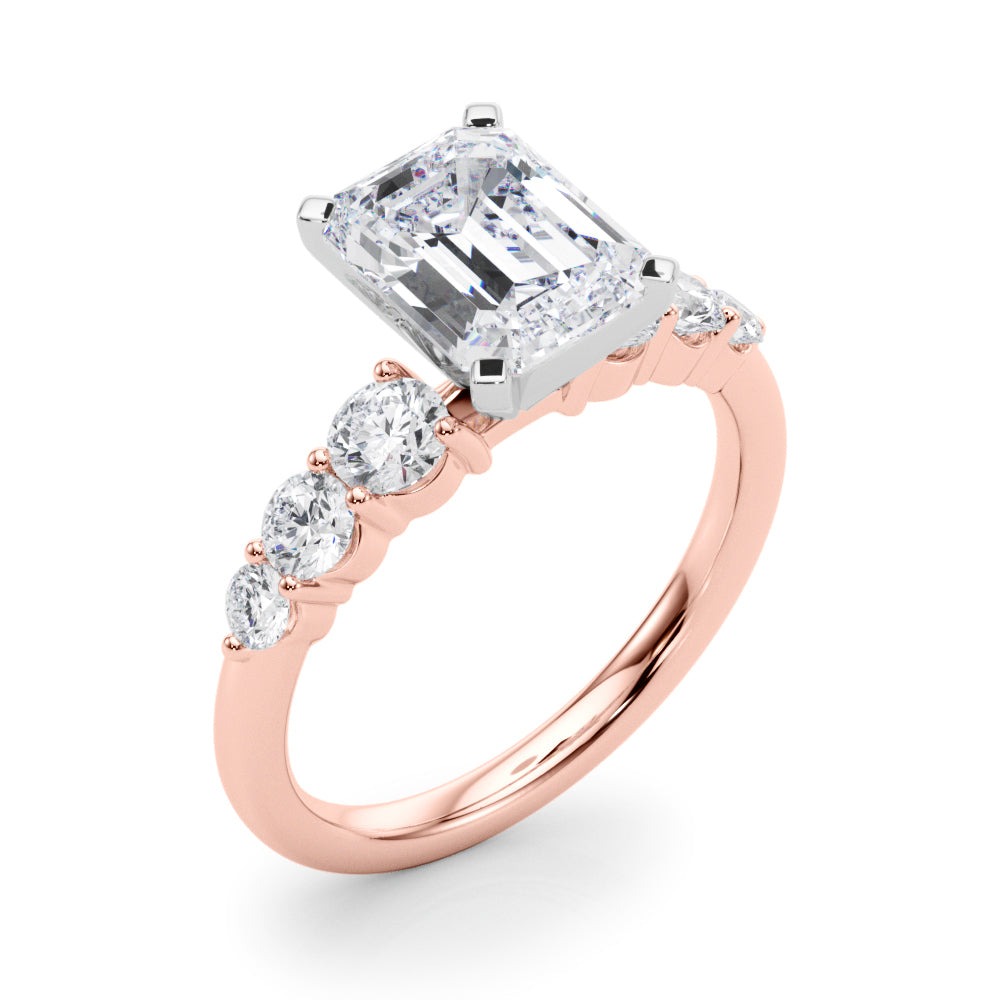 Sculpted Rd Center Single Row Round Diamond Engagement Ring — 9K/18K Gold & Platinum