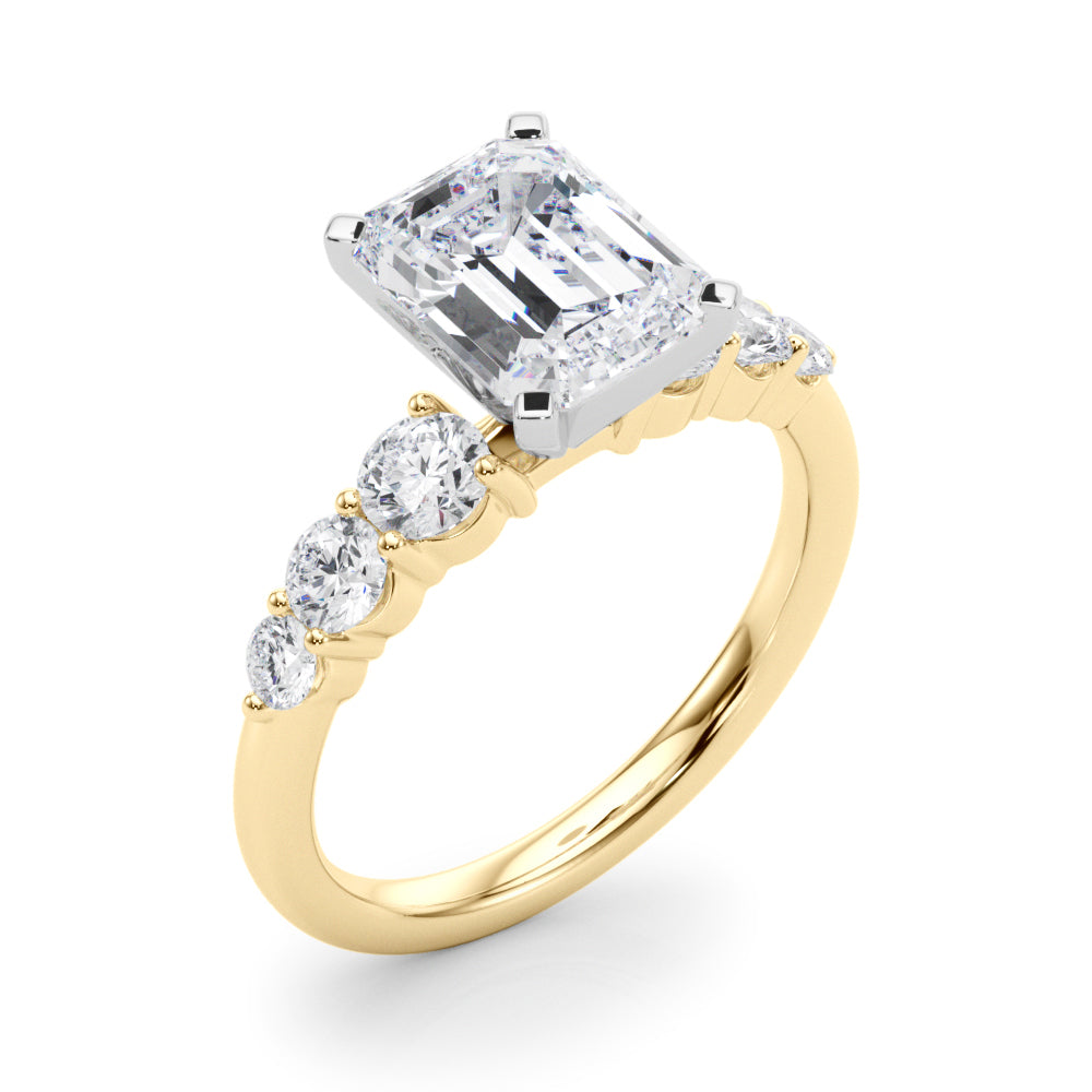 Sculpted Rd Center Single Row Round Diamond Engagement Ring — 9K/18K Gold & Platinum