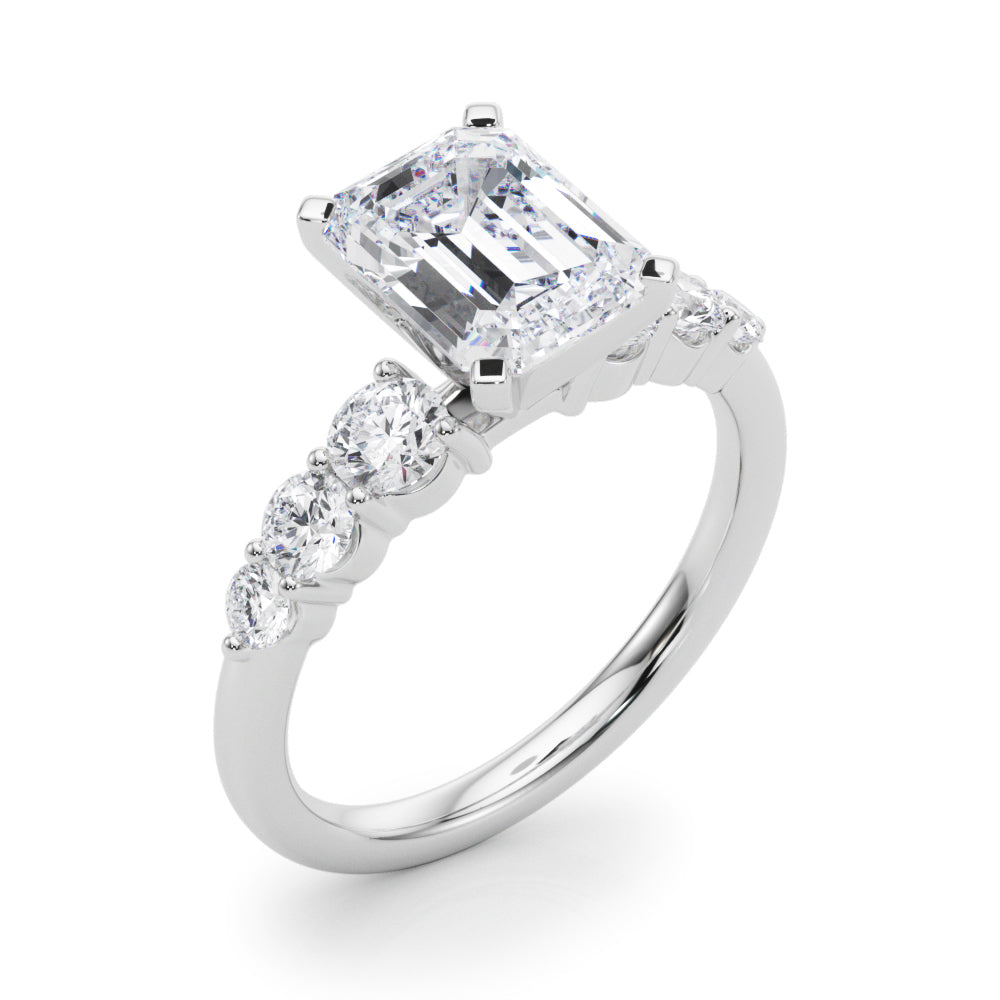 Sculpted Rd Center Single Row Round Diamond Engagement Ring — 9K/18K Gold & Platinum