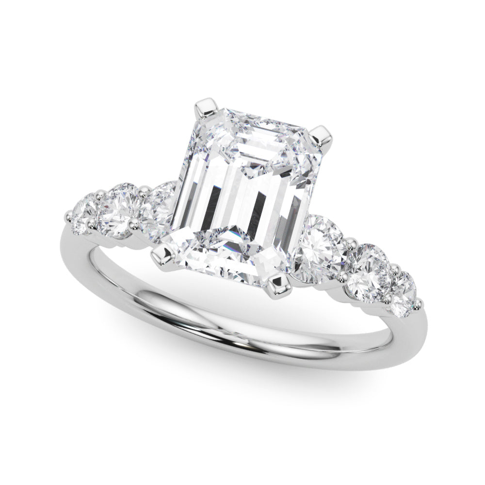 Sculpted Rd Center Single Row Round Diamond Engagement Ring — 9K/18K Gold & Platinum