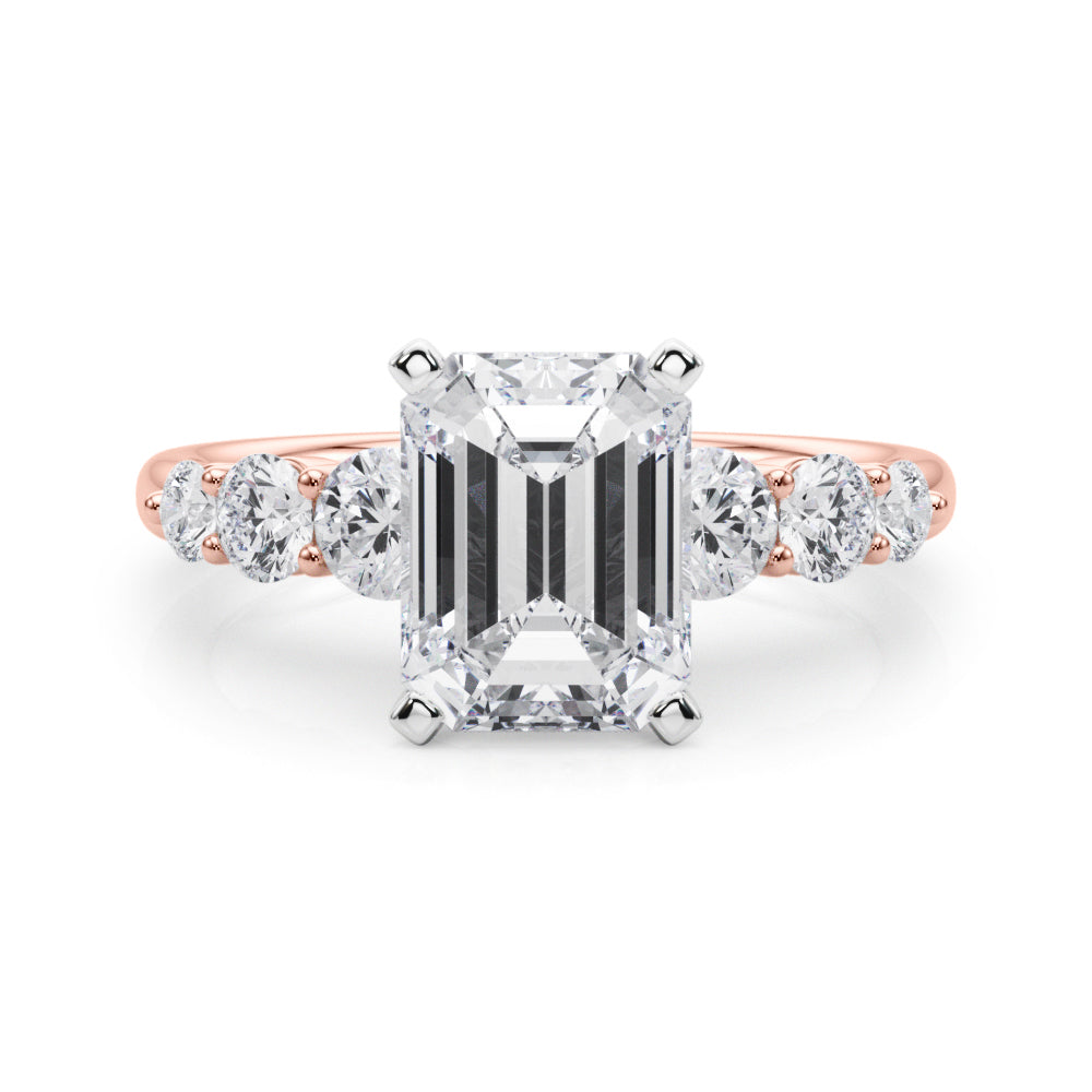 Sculpted Rd Center Single Row Round Diamond Engagement Ring — 9K/18K Gold & Platinum