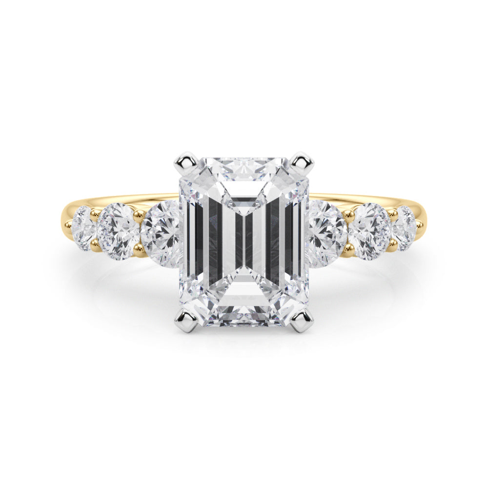 Sculpted Rd Center Single Row Round Diamond Engagement Ring — 9K/18K Gold & Platinum