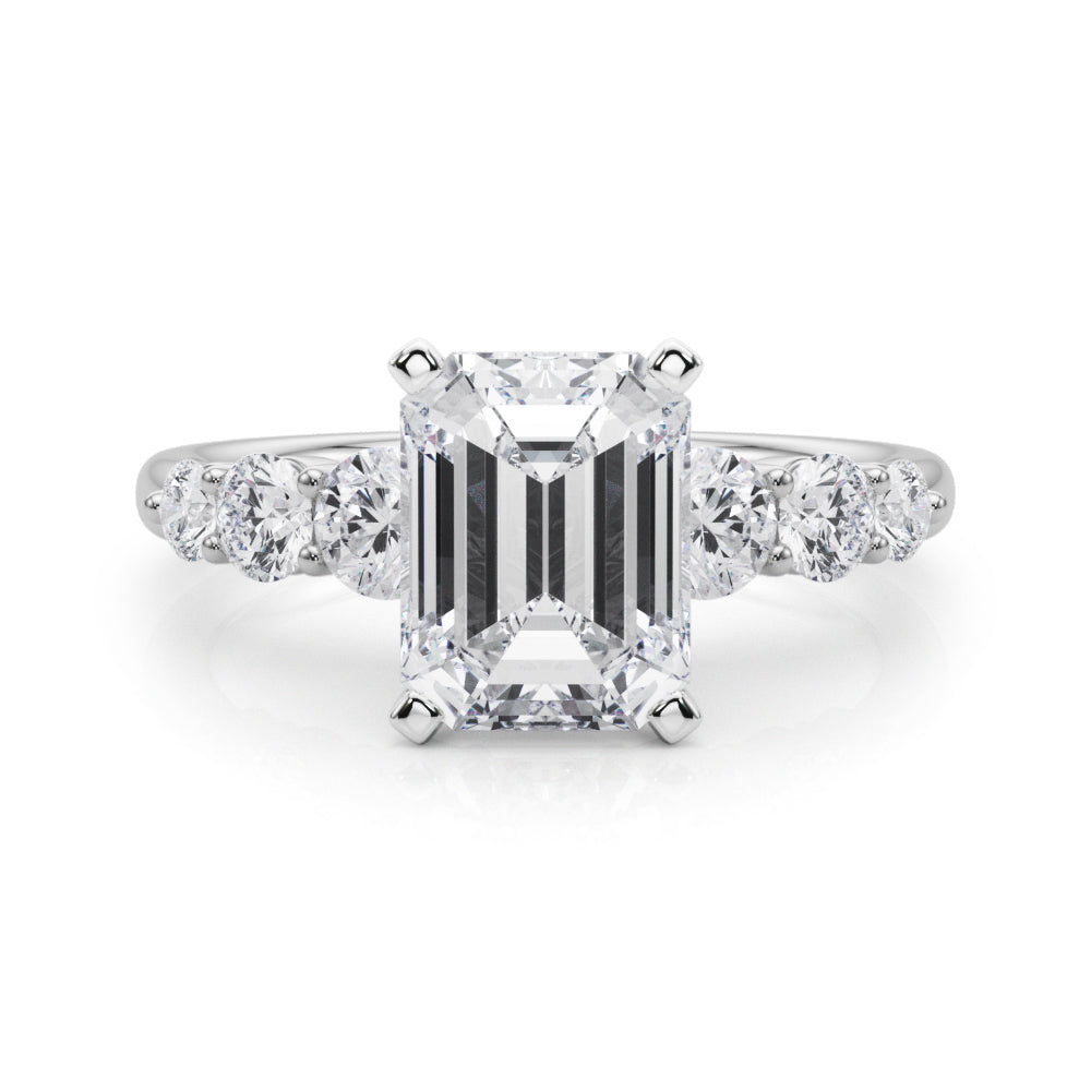 Sculpted Rd Center Single Row Round Diamond Engagement Ring — 9K/18K Gold & Platinum