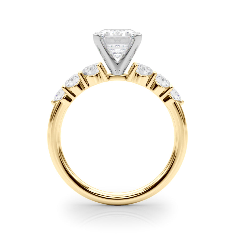 Sculpted Rd Center Single Row Round Diamond Engagement Ring — 9K/18K Gold & Platinum