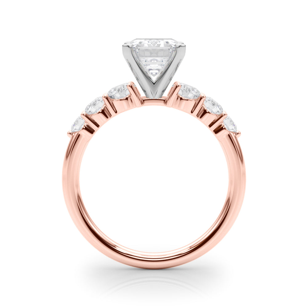 Sculpted Rd Center Single Row Round Diamond Engagement Ring — 9K/18K Gold & Platinum