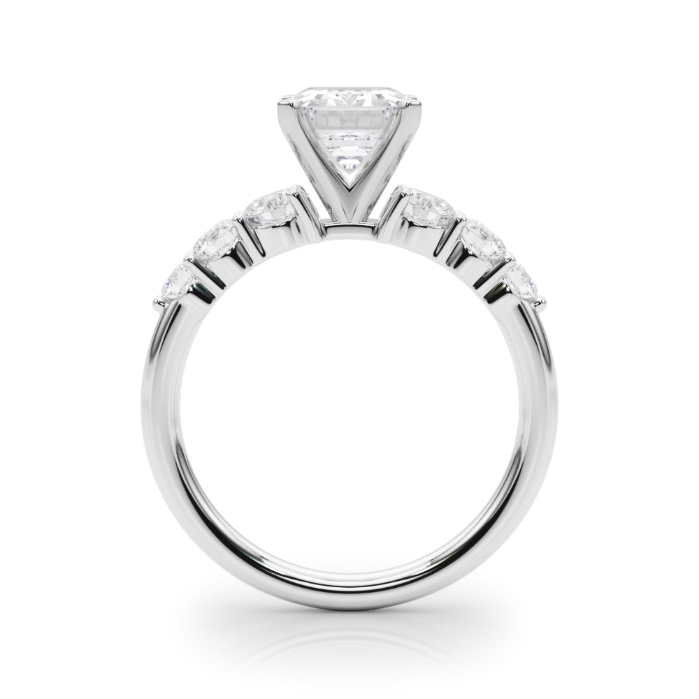 Sculpted Rd Center Single Row Round Diamond Engagement Ring — 9K/18K Gold & Platinum
