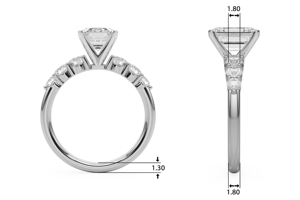 Sculpted Rd Center Single Row Round Diamond Engagement Ring — 9K/18K Gold & Platinum