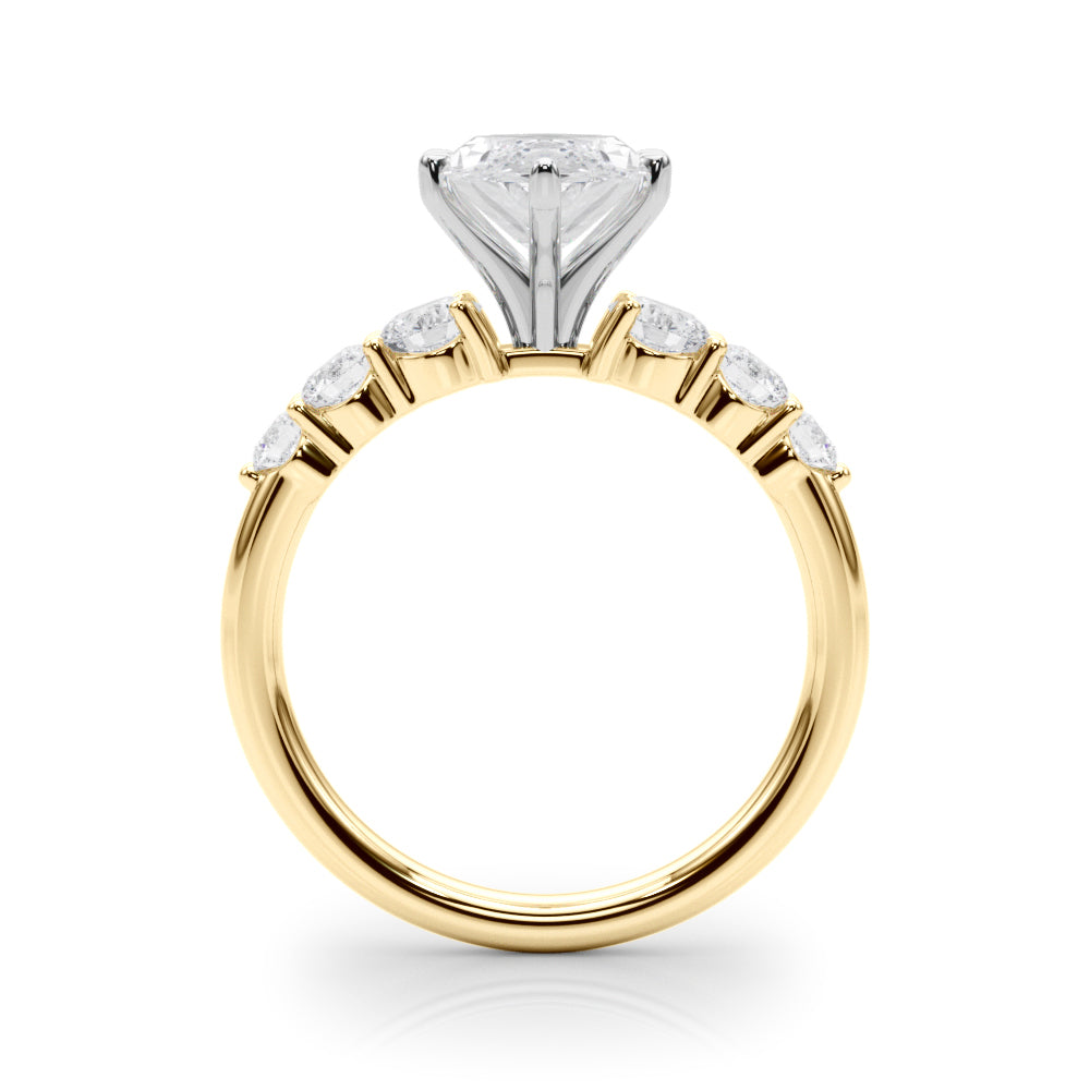 Sculpted Rd Center Single Row Round Diamond Engagement Ring — 9K/18K Gold & Platinum