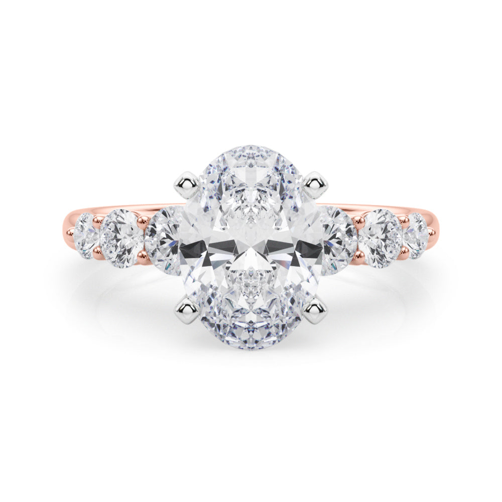 Sculpted Rd Center Single Row Round Diamond Engagement Ring — 9K/18K Gold & Platinum