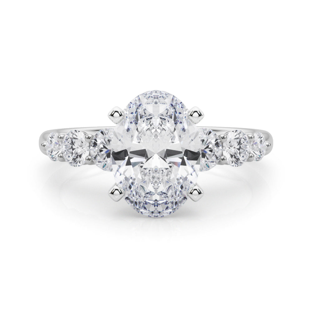 Sculpted Rd Center Single Row Round Diamond Engagement Ring — 9K/18K Gold & Platinum