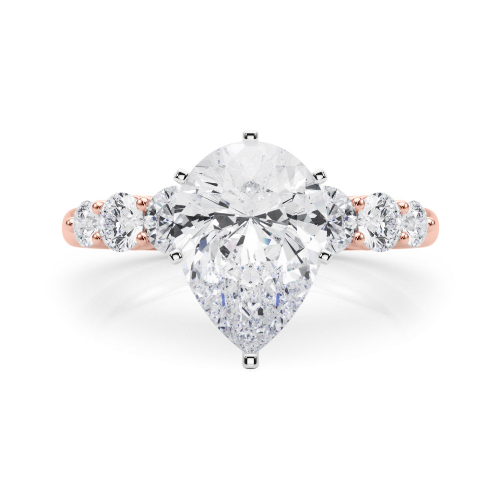 Sculpted Rd Center Single Row Round Diamond Engagement Ring — 9K/18K Gold & Platinum