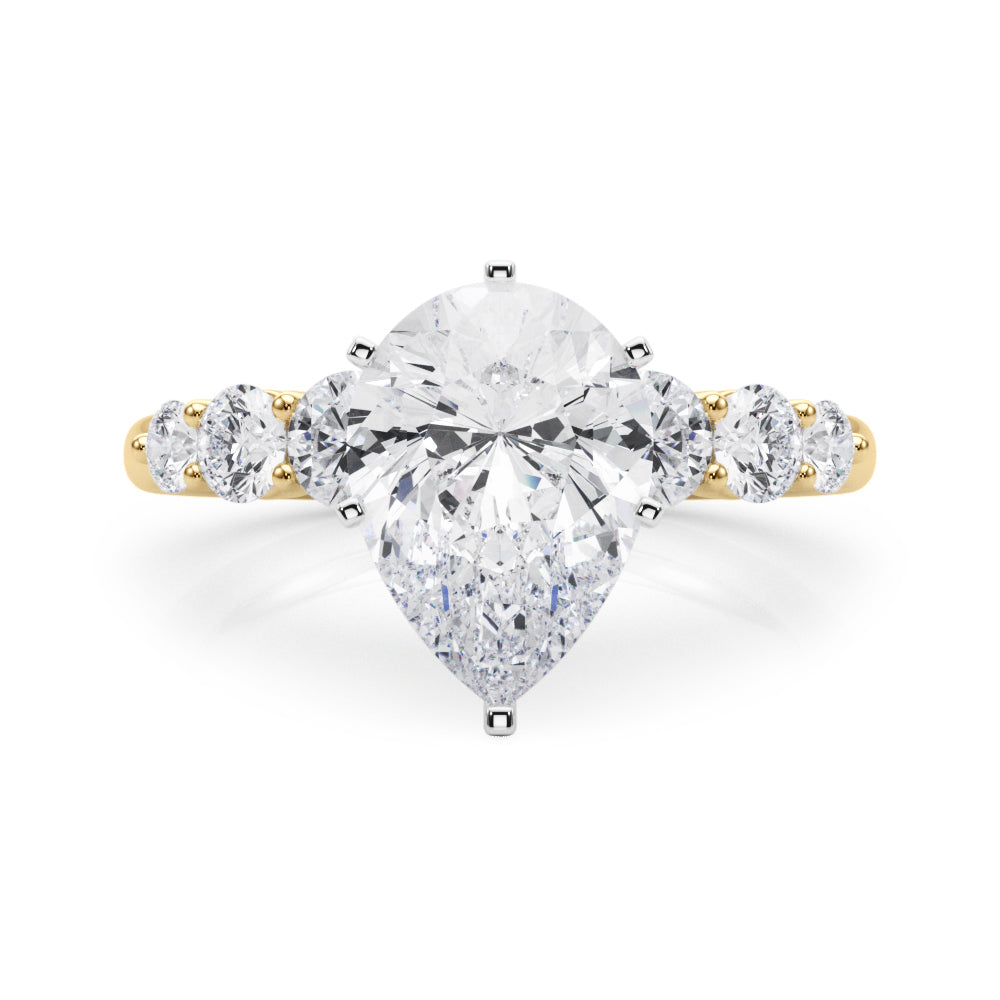 Sculpted Rd Center Single Row Round Diamond Engagement Ring — 9K/18K Gold & Platinum
