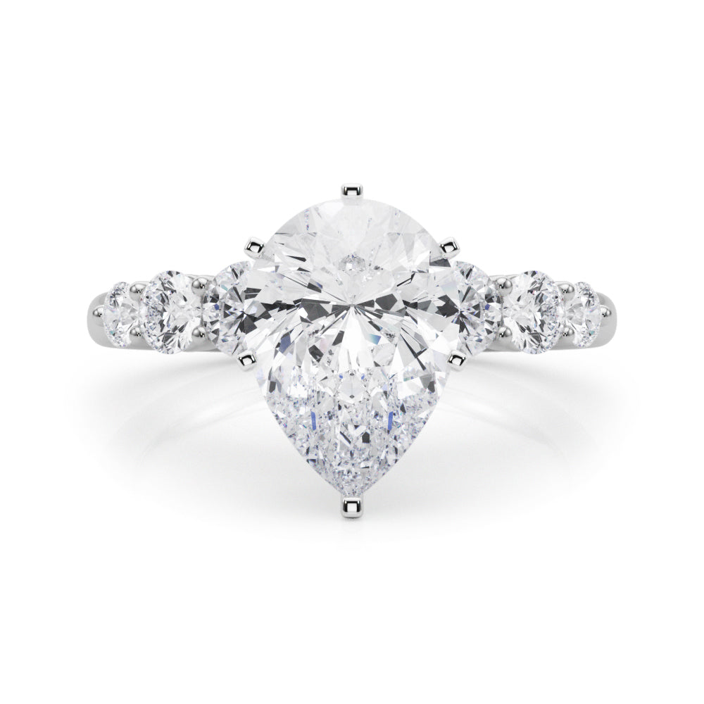 Sculpted Rd Center Single Row Round Diamond Engagement Ring — 9K/18K Gold & Platinum