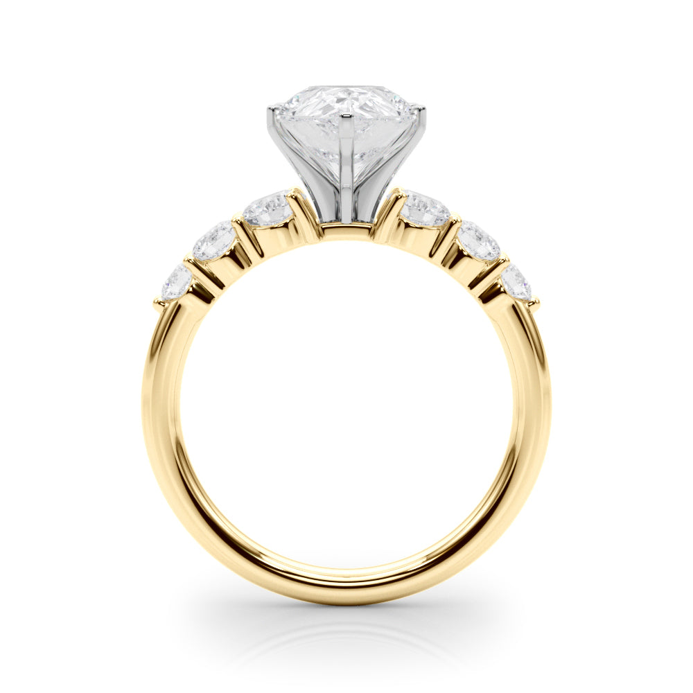 Sculpted Rd Center Single Row Round Diamond Engagement Ring — 9K/18K Gold & Platinum