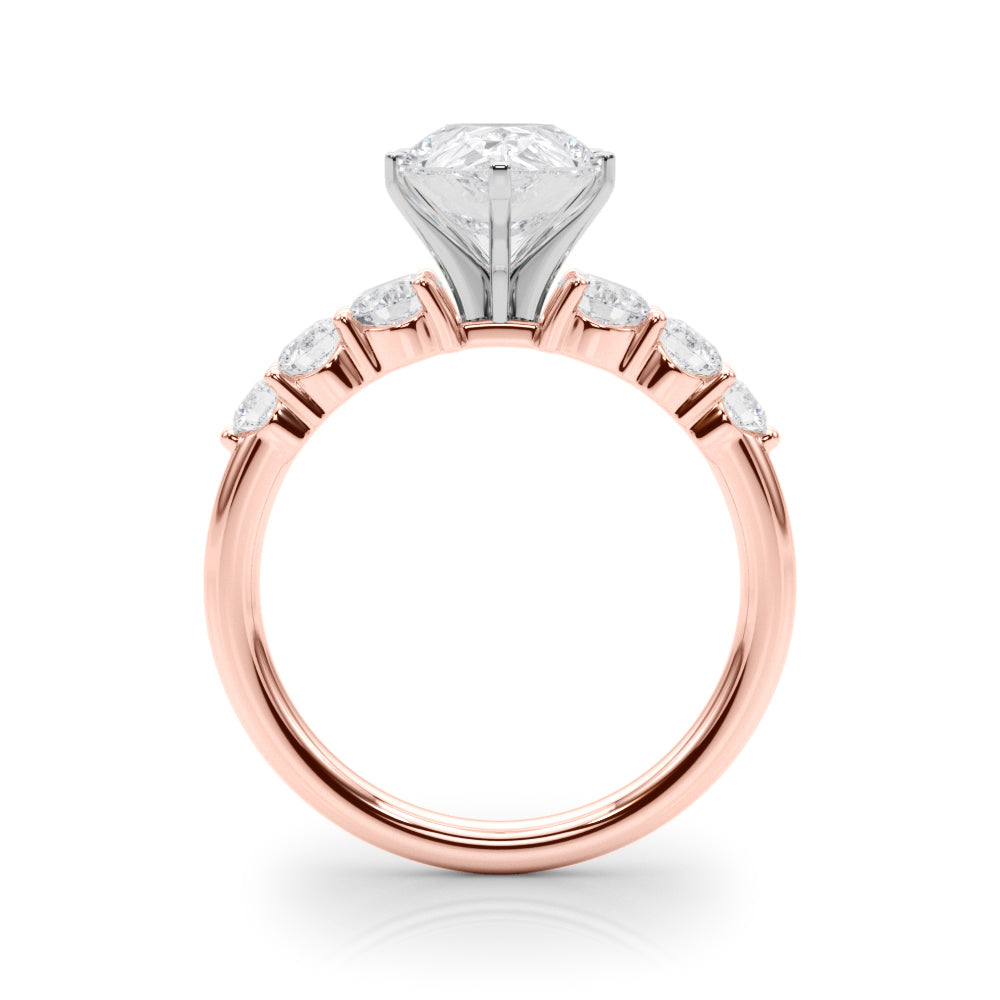 Sculpted Rd Center Single Row Round Diamond Engagement Ring — 9K/18K Gold & Platinum