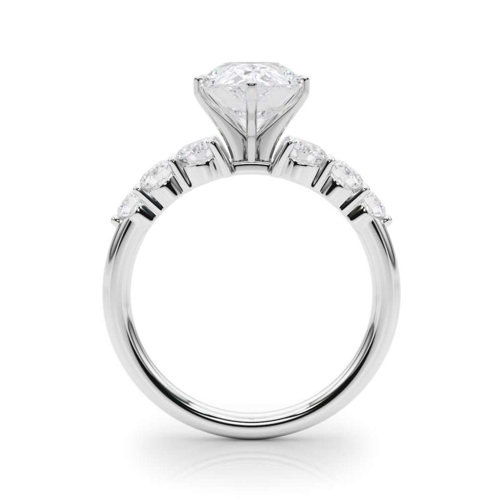 Sculpted Rd Center Single Row Round Diamond Engagement Ring — 9K/18K Gold & Platinum