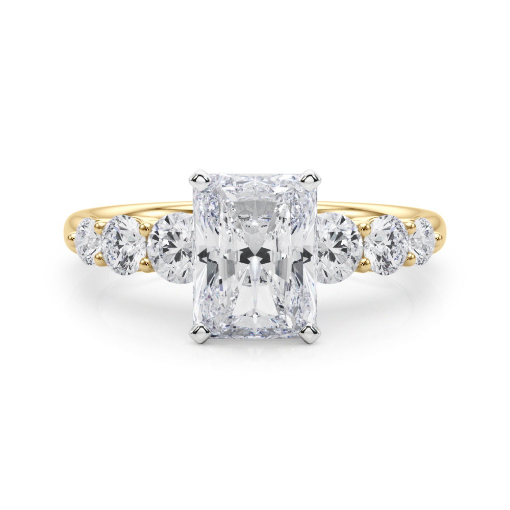 Sculpted Rd Center Single Row Round Diamond Engagement Ring — 9K/18K Gold & Platinum