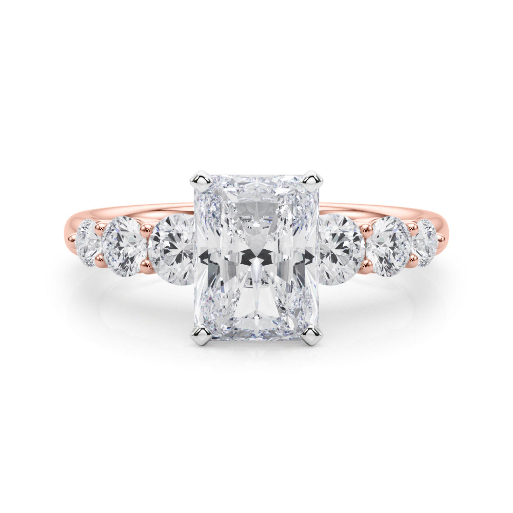 Sculpted Rd Center Single Row Round Diamond Engagement Ring — 9K/18K Gold & Platinum