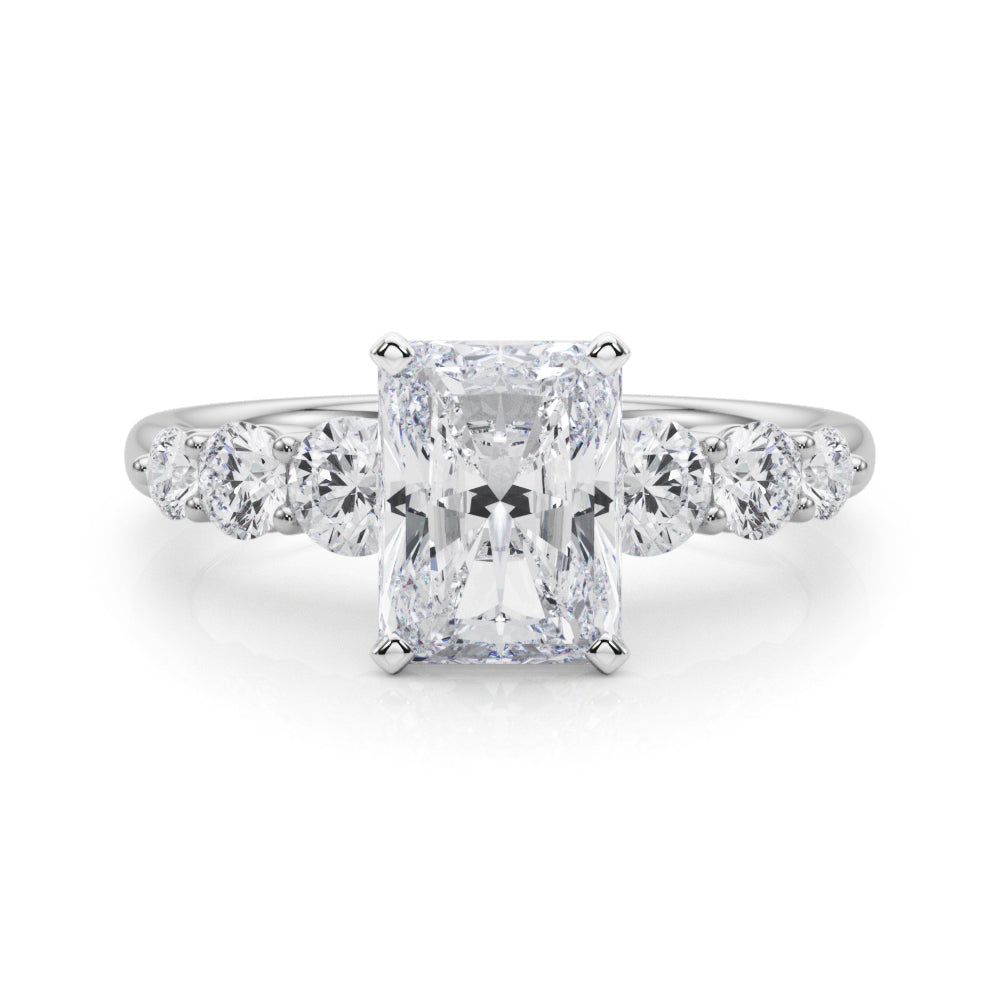 Sculpted Rd Center Single Row Round Diamond Engagement Ring — 9K/18K Gold & Platinum
