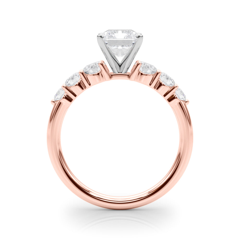 Sculpted Rd Center Single Row Round Diamond Engagement Ring — 9K/18K Gold & Platinum