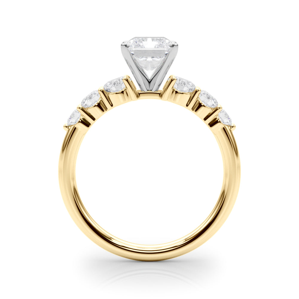 Sculpted Rd Center Single Row Round Diamond Engagement Ring — 9K/18K Gold & Platinum