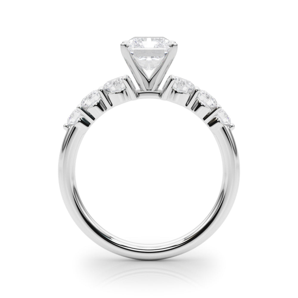 Sculpted Rd Center Single Row Round Diamond Engagement Ring — 9K/18K Gold & Platinum