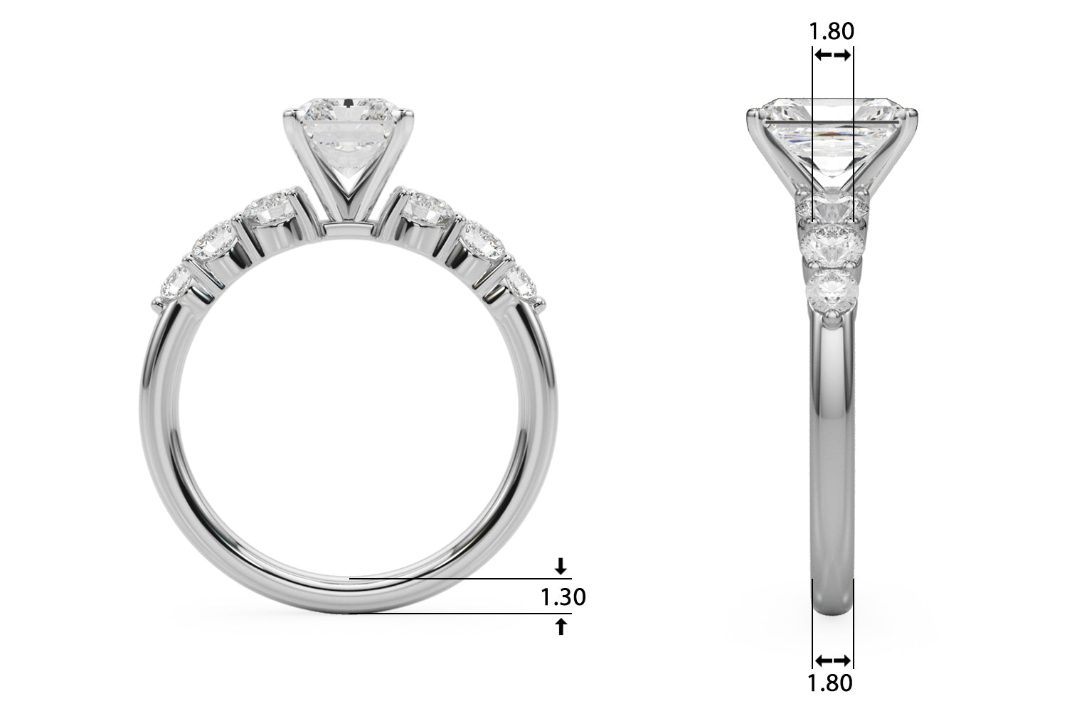 Sculpted Rd Center Single Row Round Diamond Engagement Ring — 9K/18K Gold & Platinum