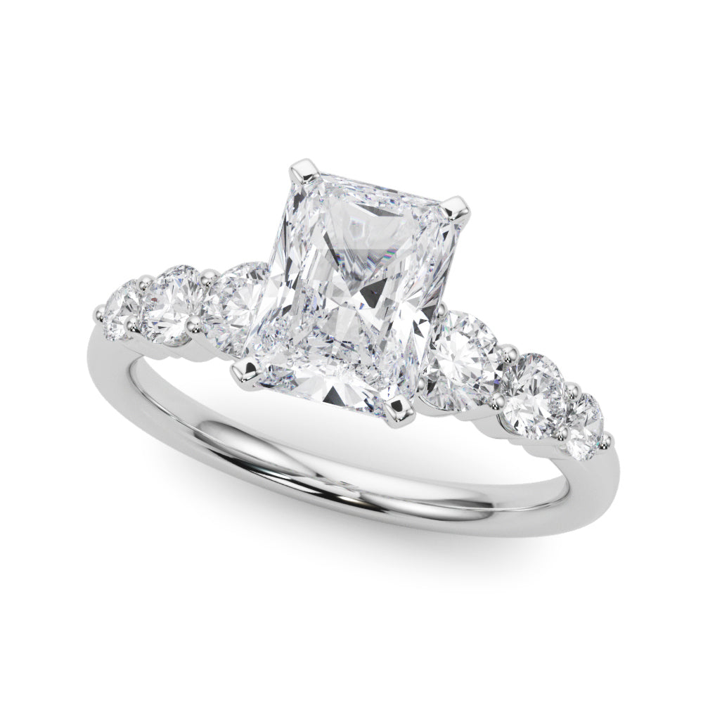 Sculpted Rd Center Single Row Round Diamond Engagement Ring — 9K/18K Gold & Platinum