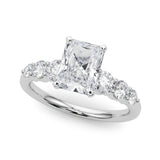 Sculpted Rd Center Single Row Round Diamond Engagement Ring — 9K/18K Gold & Platinum