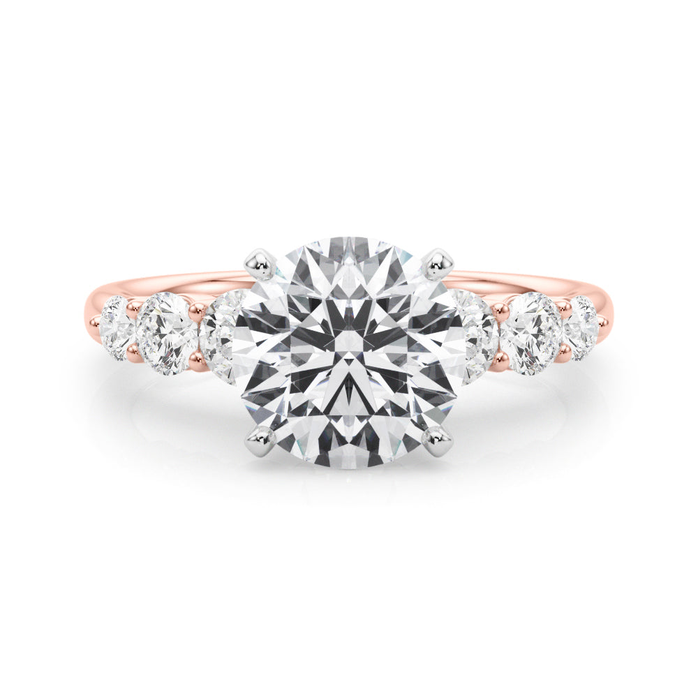 Sculpted Rd Center Single Row Round Diamond Engagement Ring — 9K/18K Gold & Platinum