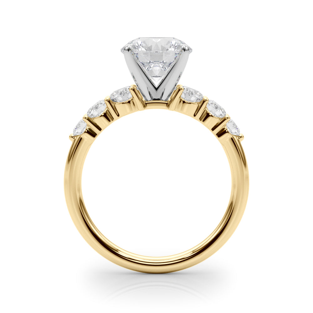 Sculpted Rd Center Single Row Round Diamond Engagement Ring — 9K/18K Gold & Platinum